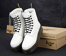 Жіночі зимові черевики Dr. Martens JADON White Black / Доктор Мартінс Жадон білі шкіряні біле хутро 37-40, фото 3