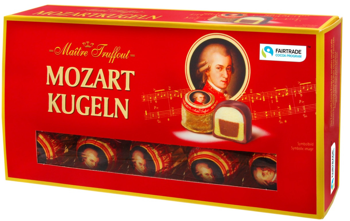 Шоколадні марципанові цукерки в коробці Mozart Kugeln, 200 г (Австрія)
