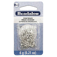 Круглі кримпи Beadalon, розмір 2.5 мм, колір срібло, упаковка