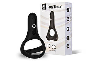 Подвійне ерекційне кільце Fun Town Rise Black, керування зі смартфона