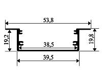 Врезной профиль для светодиодной ленты 54(40)х19 мм