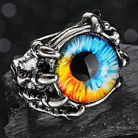 Модное стальное кольцо Магический украинский глаз внутри лап дракона размер регулируемый
