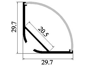 Кутовий профіль для світлодіодної стрічки 30х30 мм під дві LED стрічки. Лід профіль кутовий для світлодіодної стрічки