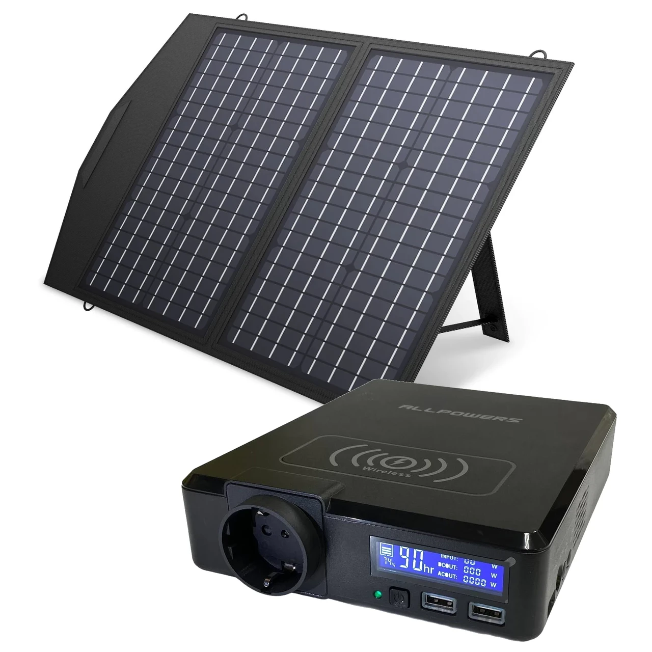 Зарядна станція AllPowers 200W з одною розеткою + Сонячна батарея - Панель AllPowers 18V60W