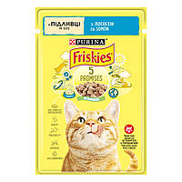 Влажный корм FRISKIES (Фрискис) для взрослых кошек, кусочки в соусе с лососем 85 г (7613036962230)