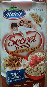 Вівсянка класична пластівцями, велика Melvit Platki, 500 г, Польща, швидкого приготування
