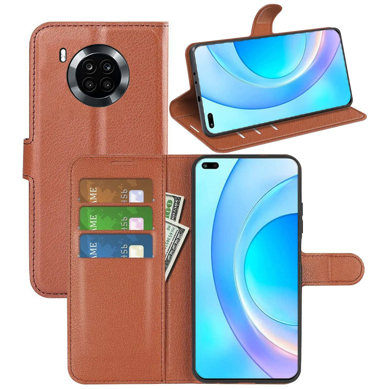 Чохол-книжка Litchie Wallet для Huawei Nova 8i / Honor 50 Lite Brown