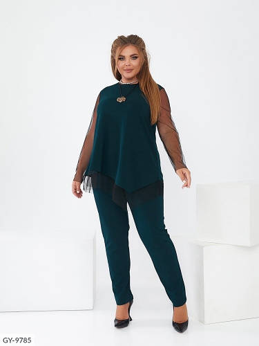 Брючный красивый костюм женский нарядный вечерний с туникой больших ...