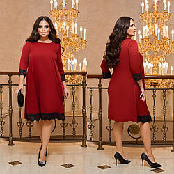 Вільна сукня трапеція з мереживом та шовними кишенями з боків 48 50 52 54 56 58