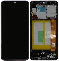 Дисплей модуль тачскрин Samsung A202 Galaxy A20e/A102U черный OEM отличный в рамке
