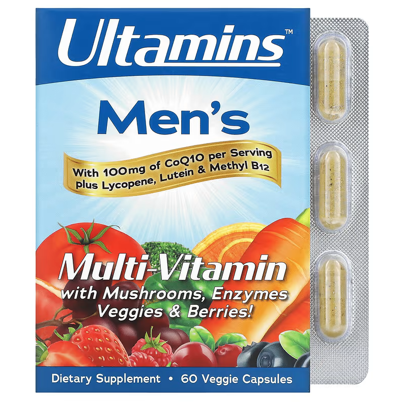 Вітаміни Men's Multi-Vitamin with CoQ10 Mushrooms Enzymes Veggies & Berries Ultamins 60 капсул