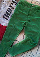 Женские джинсы МОМ зеленые зауженные джинс не тянется размеры норма Турция