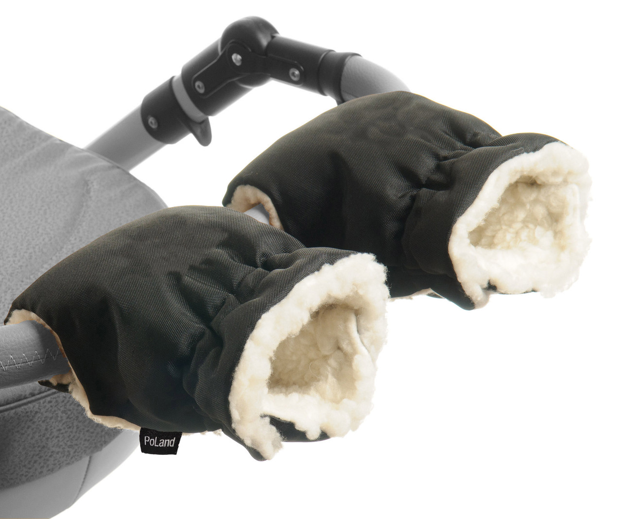 Муфти рукавички PoLand (Польша) Чорні для рук мами на коляску на натуральній овчині, фото 1