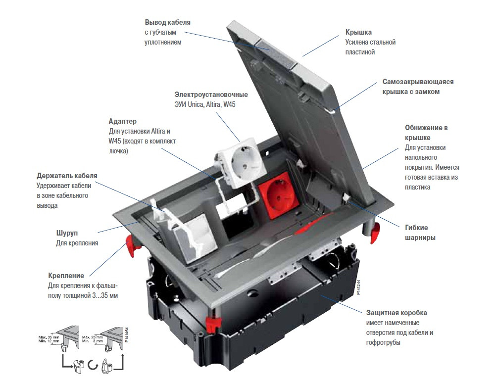 Напольный лючок Ultra на 6 механизмов Unica, ETK44112 - фото 2 - id-p280394754