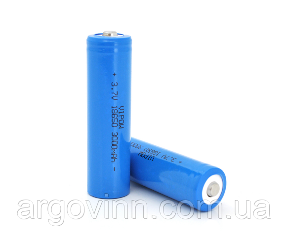 Акумулятор 18650 Li-Ion Vipow ICR18650 TipTop, 2900mAh, 3.7V, Blue