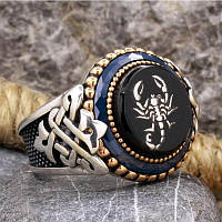 Роскошное уникальное мужское кольцо Скорпион на черном масляном фоне, турецкий перстень, размер регулируемый