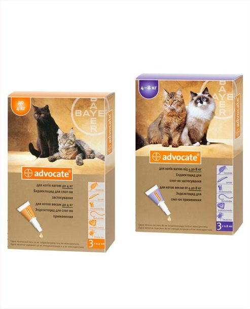 Краплі Адвокат для котів до 4 кг, 0,4 мл (1 піпетка), Bayer