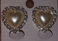Клипсы серьги сережки (без прокола) металл пр-во Корея сердечко под жемчуг