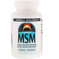 МСМ 1000мг з Вітаміном с, Source Naturals, 60 таблеток