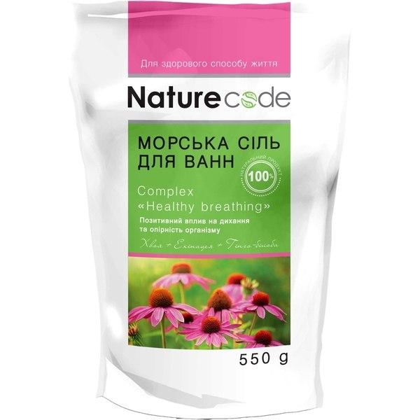 Морська сіль для ванн Nature Code Healthy breathing 550 г, фото 1