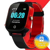 Детские водонепроницаемые смарт-часы с GPS JETIX DF50 Ellipse Aqua (Black-Red)+ защитная пленка в подарок