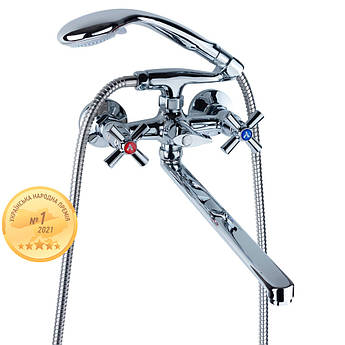 Змішувач PM 1/2" для ванни гусак прямий 350 мм дивертор вбудований картриджний AQUATICA PM-2C257C (9780200)