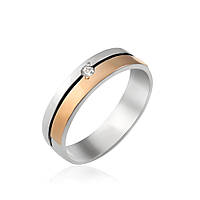 Серебряное обручальное кольцо с золотой пластиной и фианитом Artsriblo арт26к