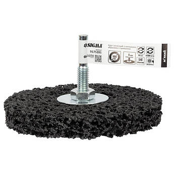 Круг зачисний із нетканого абразиву (корал) Ø 100 мм з тримачем чорний м'який SIGMA (9175281)