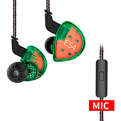 Навушники KZ ES4 з мікрофоном green