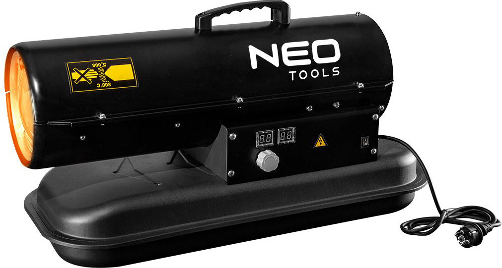 Теплова гармата дизель/керосин Neo Tools, 20 кВт, 550 м3/год, прямого нагрівання, бак 19 л, витрата 1.9 л/год, IPX4