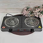 Настільна електроплита Domotec MS 5802 на 2 конфорки / Електрична спіральна плита, фото 2