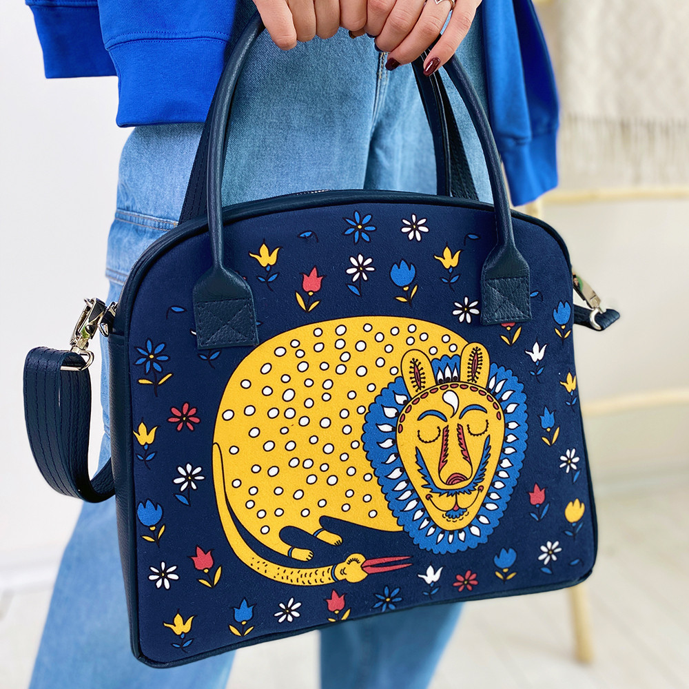 Сумка жіноча велика Oxford Лев 32x30x9 см (OXF_22S023_TSI), фото 1