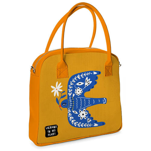 Сумка жіноча велика Oxford Птаха свободи 32x30x9 см (OXF_22S017_ZHL), фото 1