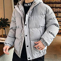 Мужская зимняя куртка оверсайз серая до -25*С | Мужской теплый пуховик зимний с капюшоном