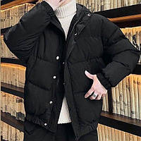 Мужская зимняя куртка оверсайз черная до -25*С | Мужской теплый пуховик зимний с капюшоном