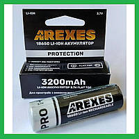 Акумулятор Arexes 18650 Li-Ion 3200 mAh, 3.7V для приладів з високим енергоспоживанням Li-ion. 1шт.