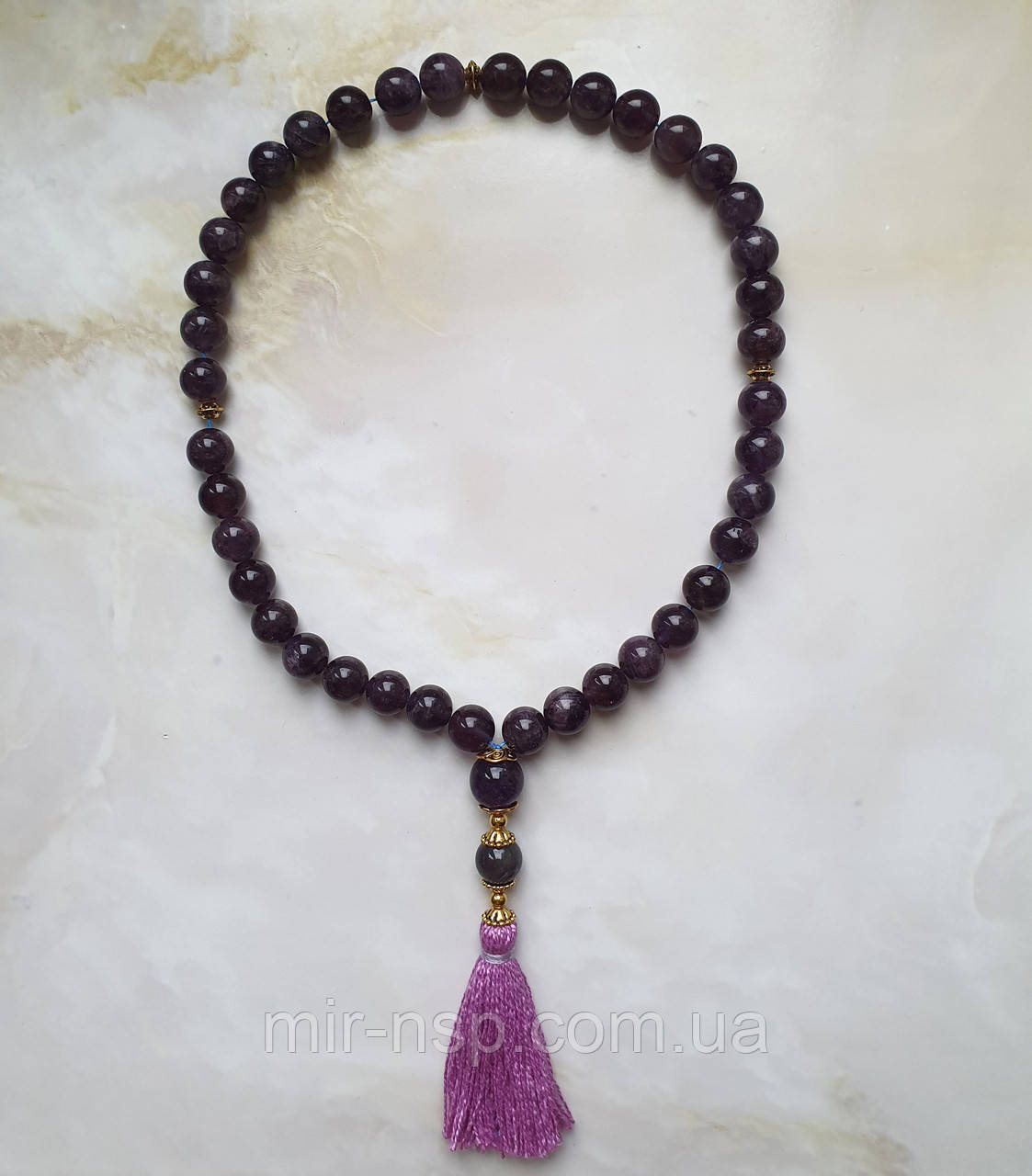 Чітки православні 40 намистин 100% натуральний аметист 10 мм, фото 1