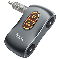 Автомобильный Bluetooth ресивер AUX в машину + поддержка MicroSD HOCO E73 Серый
