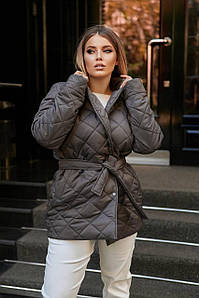 Жіноча демісезонна куртка коричнева з матової плащової тканини на синтепоні (5 кольорів) ФВ/-75288