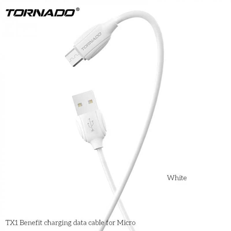 Кабель Tornado TX1 Mcro USB 2.4A 1M White, фото 1