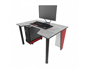 Геймерський ігровий стіл ZEUS™ GAMER-1бетон- червоний, фото 1