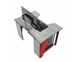 Геймерський ігровий стіл ZEUS™ GAMER-1бетон- червоний, фото 3