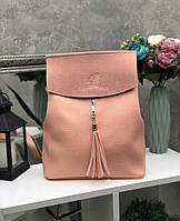 Жіночий рожевий рюкзак молодіжний міський рюкзачок модний невеликий замша+шкірзам