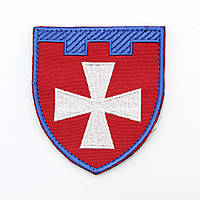 Якісний шеврон ЗСУ Рівненська тероборона щит, шеврони на липучці, білий хрест на червоному (вишивка)