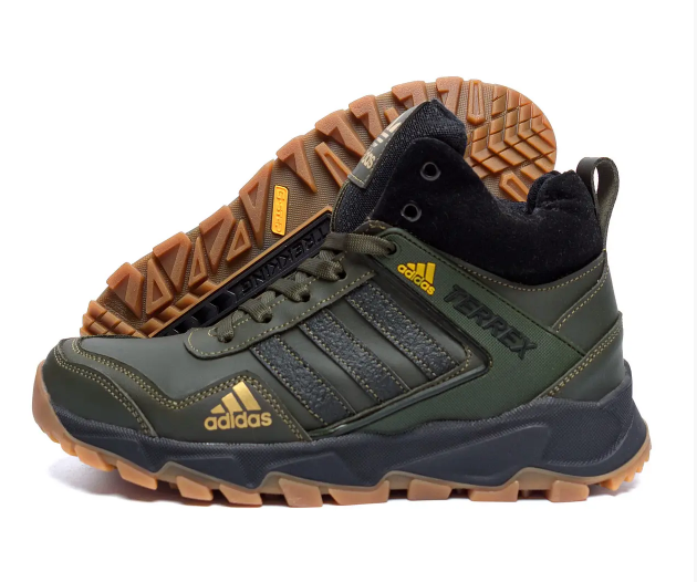 Чоловічі зимові шкіряні черевики Adidas Terrex green