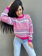 Модный свитер женский яркий и теплый машинная вязка Ssmk1134