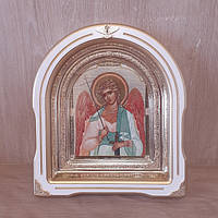 Ікона Ангела Охоронця, лик 15х18 см, у білому дерев'яному кіоті зі вставками, арка