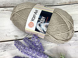 Пряжа для в'язання YarnArt baby. 50 г. 150 м. Колір — 857 сіро-бежевий. Акрил