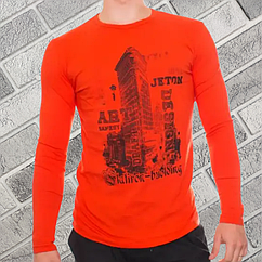 Футболка чоловіча з довгим рукавом BONO L (50) червона з принтом УЦІНКА має незначний дефект 30035938