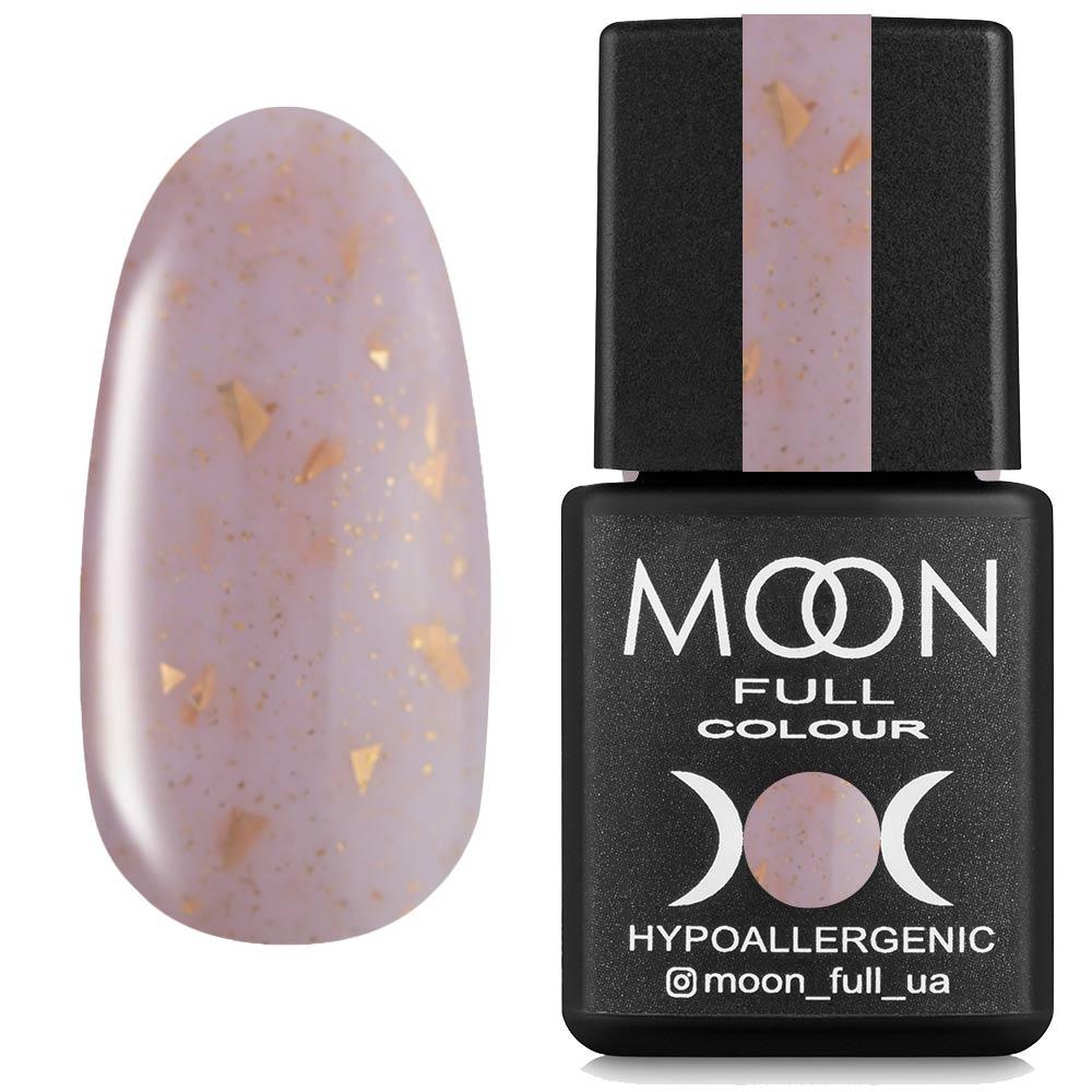 Moon Full Leaf Rubber Base каучукова база з поталлю №03 (ліловий із золотою поталлю), 8 мл